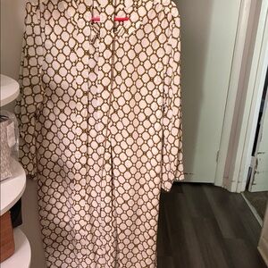 Michael Kors Gold and White Long Sleeve Dress